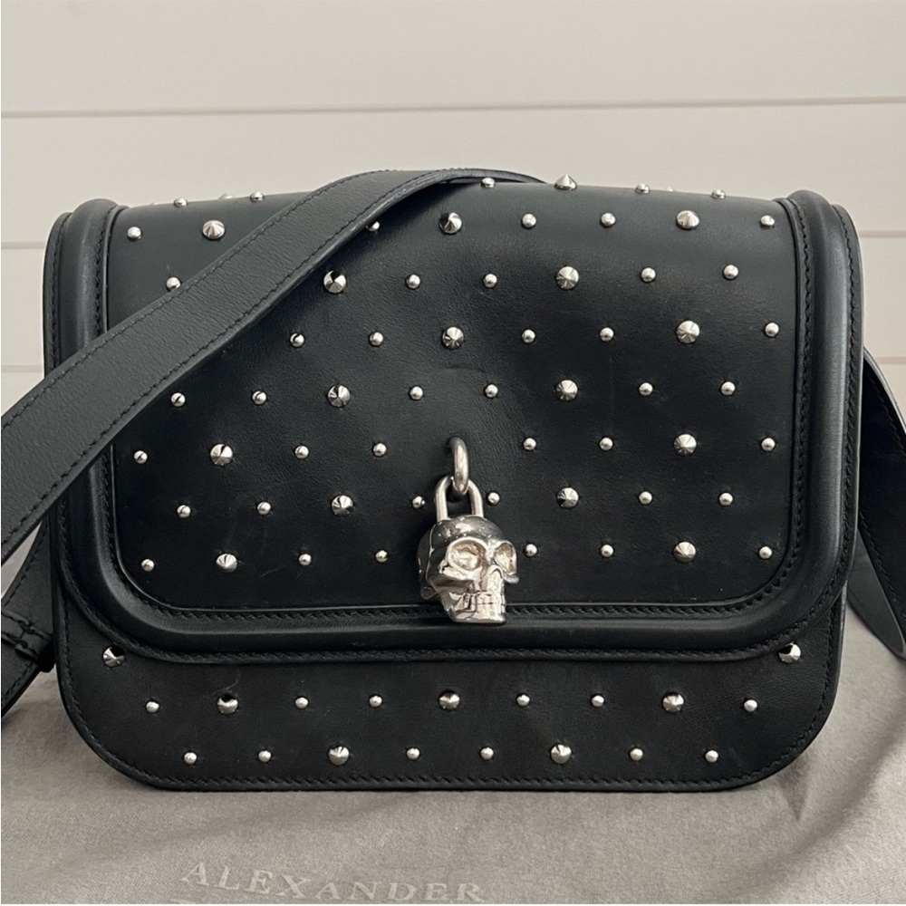 Alexander McQueen Skull Padlock Black Studded Bag